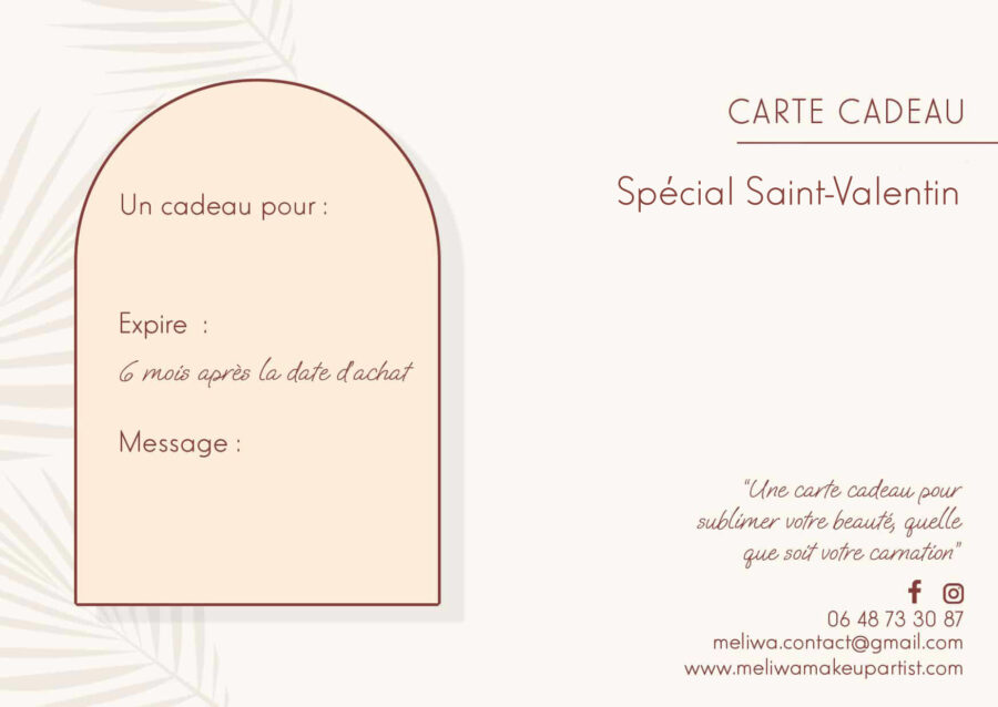 Carte cadeau Saint Valentin : Maquillage naturel