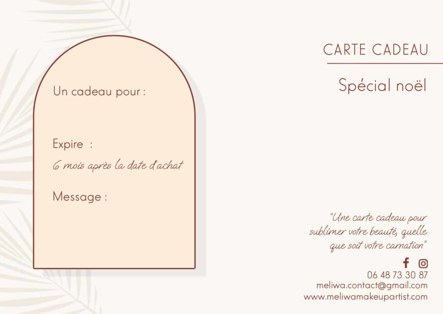 Carte cadeau de noël : Accompagnement beauté