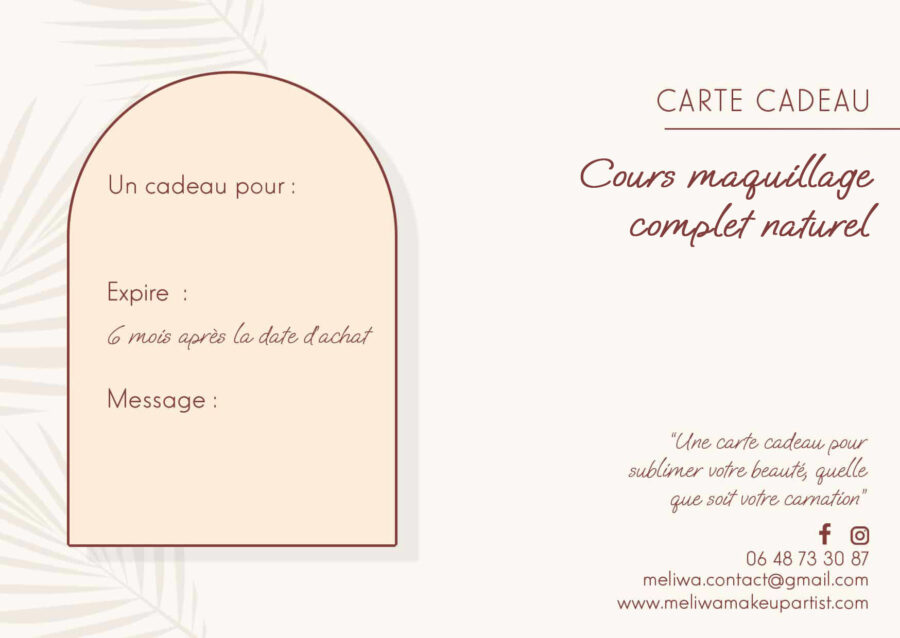 Carte cadeau : cours de maquillage complet naturel